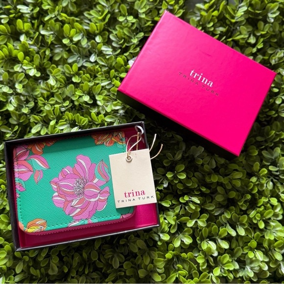 Trina Turk Handbags - NEW + Box Trina Turk Teal and Pink Floral Wallet zip- closure Christmas Gift NIB